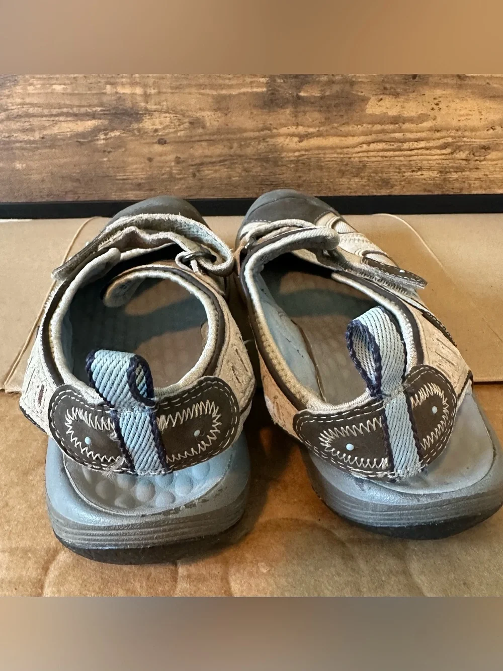Privo Women’s Mary Jane US7 Comfort Cushioned Sandals Hook & Loop Beige